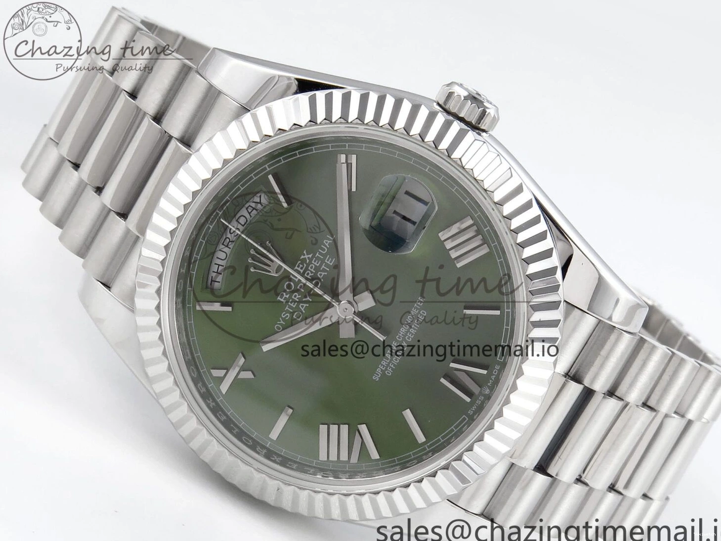 Weight) Roman 1:1 KF 40 Edition Best 228239 (Gain on SS Dial Green Bracelet VR3255 Day President Date 0308